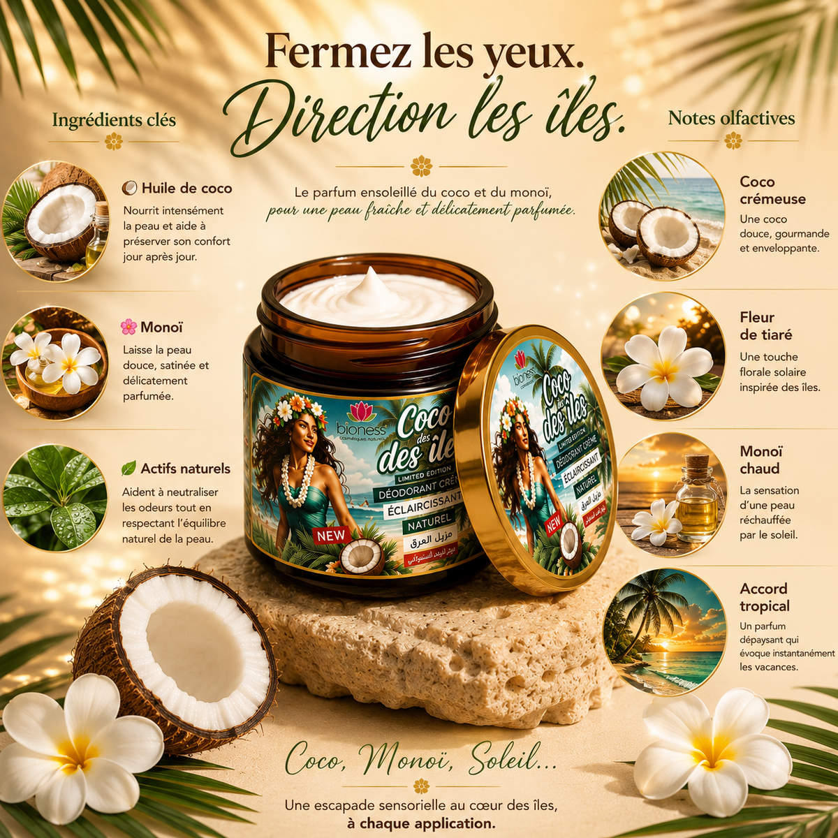 Déodorant Crème Coco des Îles - Bioness