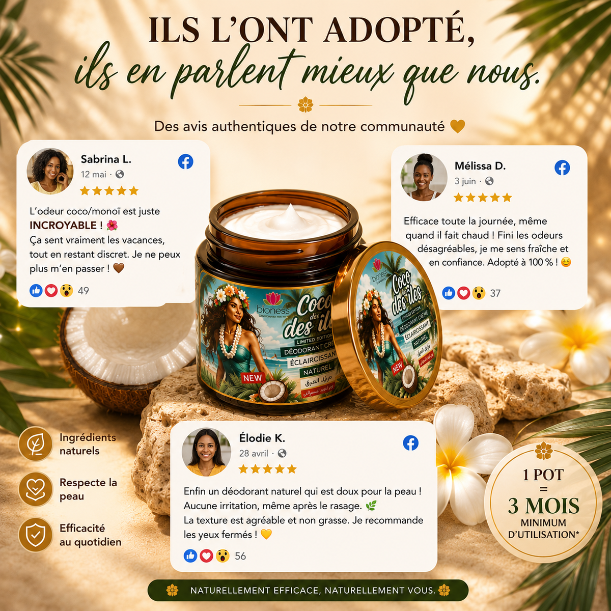 Déodorant Crème Coco des Îles - Bioness